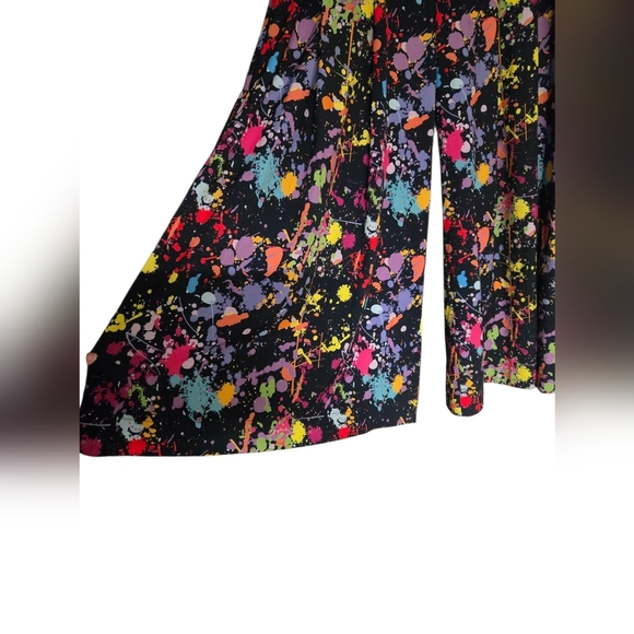 Diana Acosta Colorful Splatter Print Wide Leg Pants Small - Picture 3 of 4